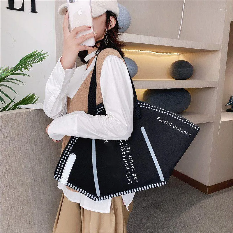 Avondtassen 1 Pc Kleine/Grote Handtas Vrouwen Creatieve Brief Mode Toevallige Canvas Tote Dames Hand Sac A main Femme Bakken Handtassen