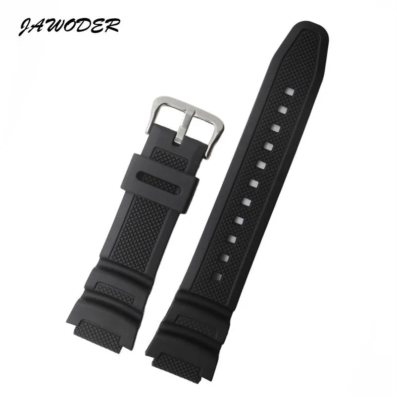 Jawoder Watchband 25 mm czarny silikonowy gumowy pasek opaski dla Casio AE-1000W AQ-S810W SGW-400H SGW-300H Sports Watch Strap320T