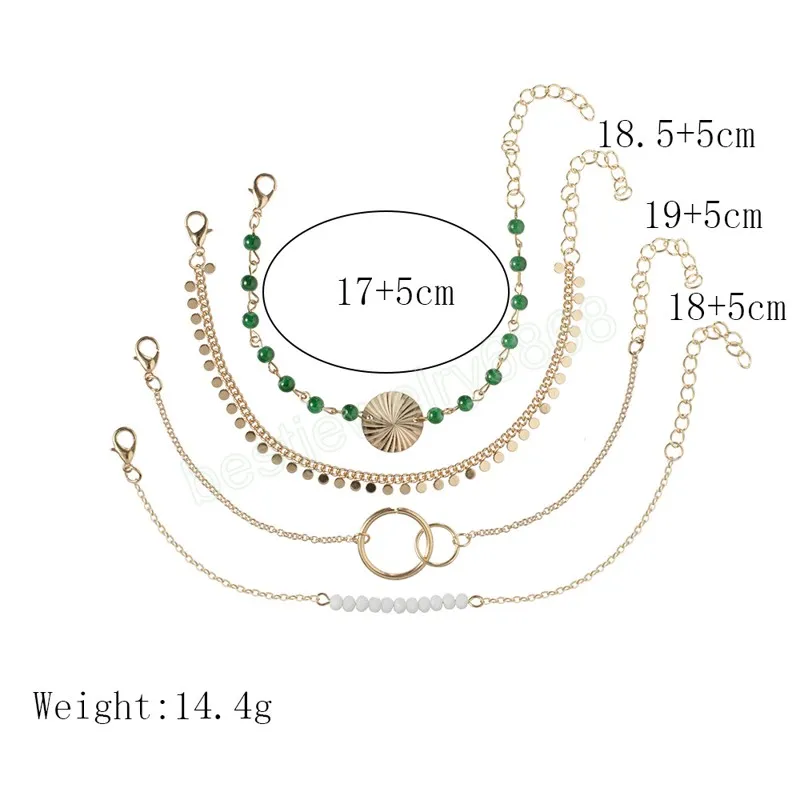 Bohemiska pärlarmband uppsättningar för kvinnor ihåliga geometri justerbar tofs kedja armband kvinnliga modesmycken gåvor