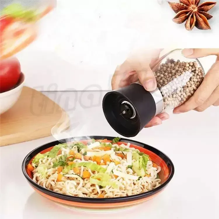 Hand movement black pepper grinder Kitchen Mills supplies glass grinder Shaker Salt Container Condiment jar T9I00157