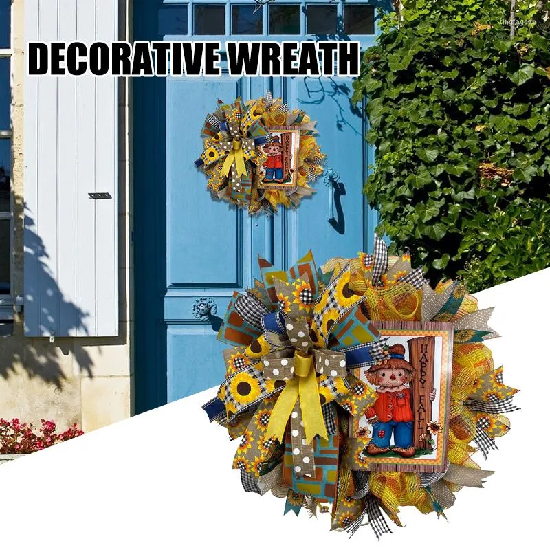 Decorative Flowers Harvest Gold Wheats Wreath Stable Exquisite Craftsmanship Decor For Outside Home