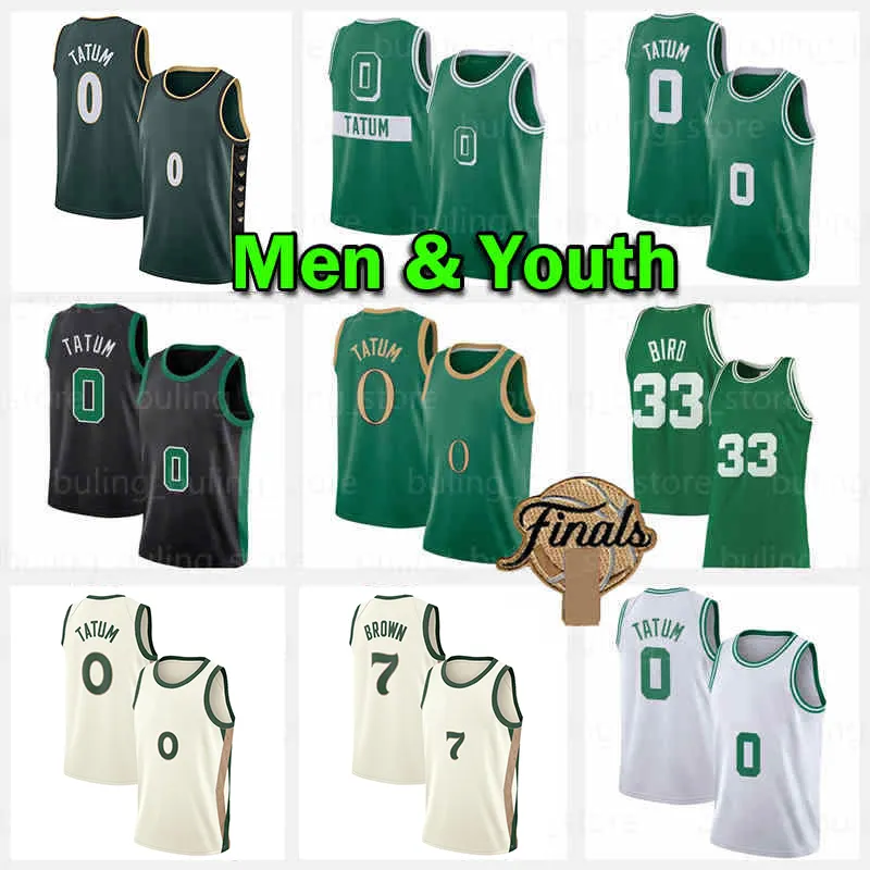 Jayson Tatum Basketball Jersey Larry Bird Jaylen Brown Jerseyys 33 0 36 7 Marcus Smart Bostons Celtices Mens Youth Kids 2023 2024 City Green White Black