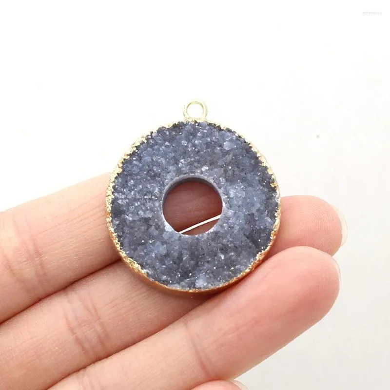 Pendant Necklaces Natural Gray Crystal Agate Mineral Stone Gem Handicraft Necklace Bracelet Earring Accessories For Woman 30x35mm