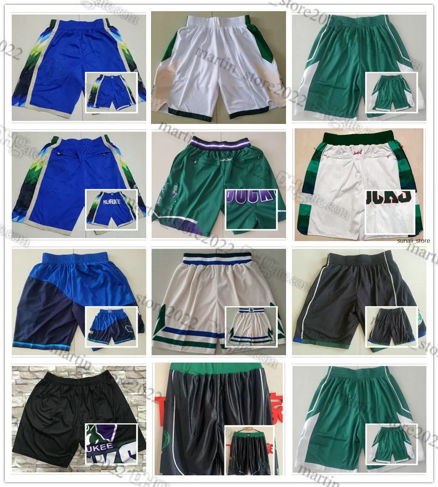 Stitched 2023 män basket Giannis Antetokounmpo Shorts Khris Middleton Ray Allen All broderi Sweatpants Pants Wear