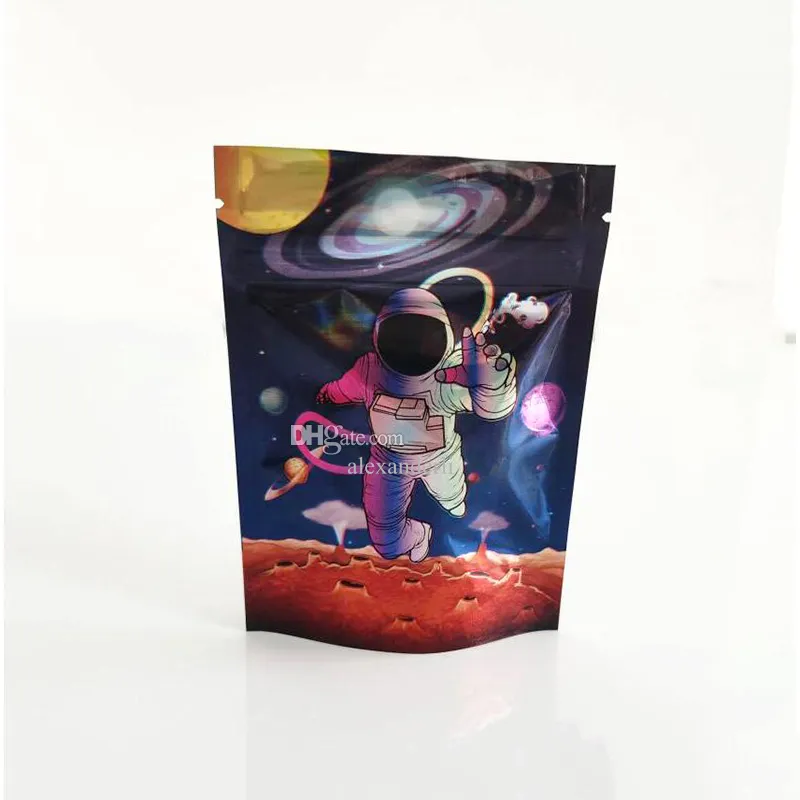 3.5G Mylar Bags California SF Space Astronauts Package Zipper Stand Up Aluminium Foil Children Sour Spaceman Design Pouch Återställbara påsar