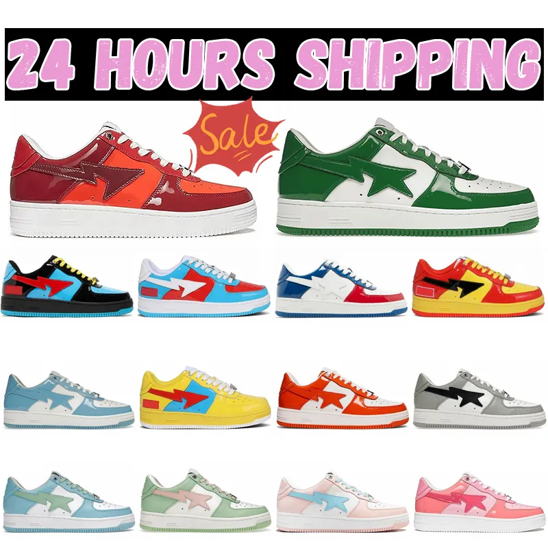 Diseñador bapa zapatos casuales starrs bajo tiburón negro blanco verde azul rojo cuero camuflaje skate jogging para hombre para mujer zapatillas deportivas entrenador