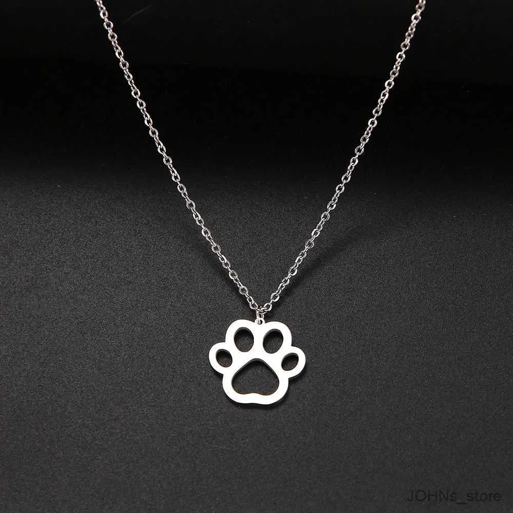 Gold Animal Footprint Paw Print Pendant Hot Sale Womens Stainless