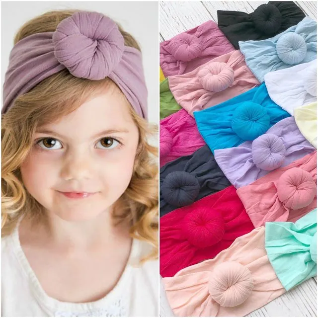 Cute Baby Headbands Circle Bows Knotted Soft Silk Nylon Headwraps for Newborn Infant Toddlers Girl Kids Children Headwear