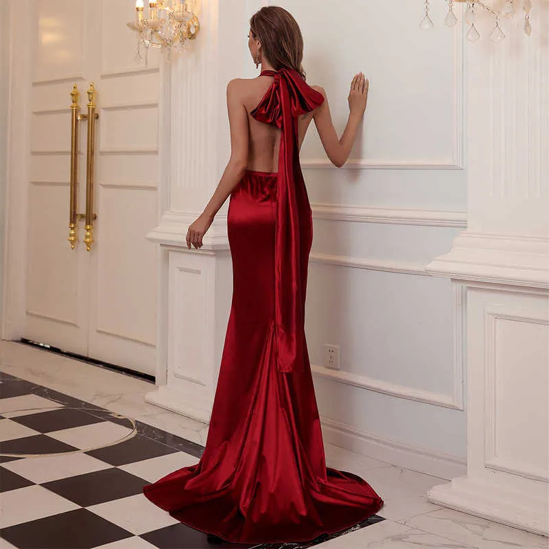 Prom DressesWomen's 2023 Sexy Backl V-neck Party Banquet Strap Long Dresses