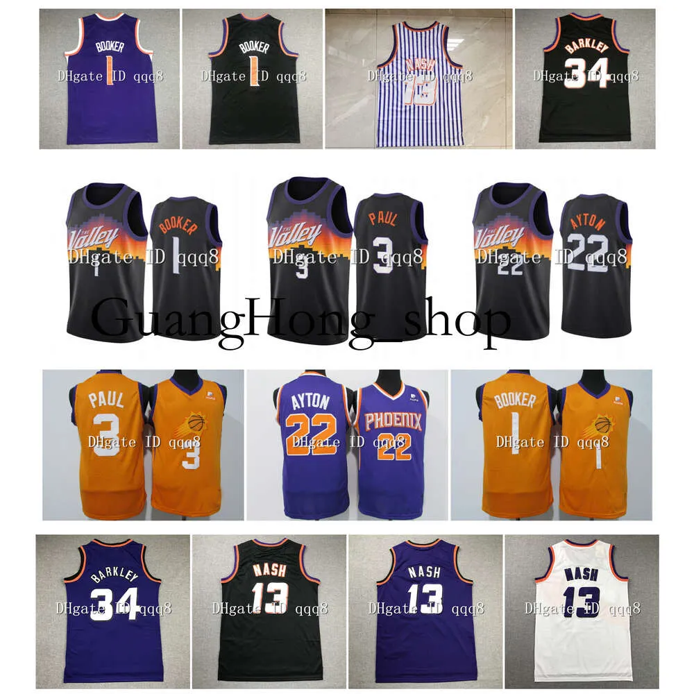 Devin Steve 13 Nash Chris 34 Barkley Deandre Man Jersey NCAA 2021 Basketball Jerseys 1 Booker 3 Paul 22 Ayton Rare
