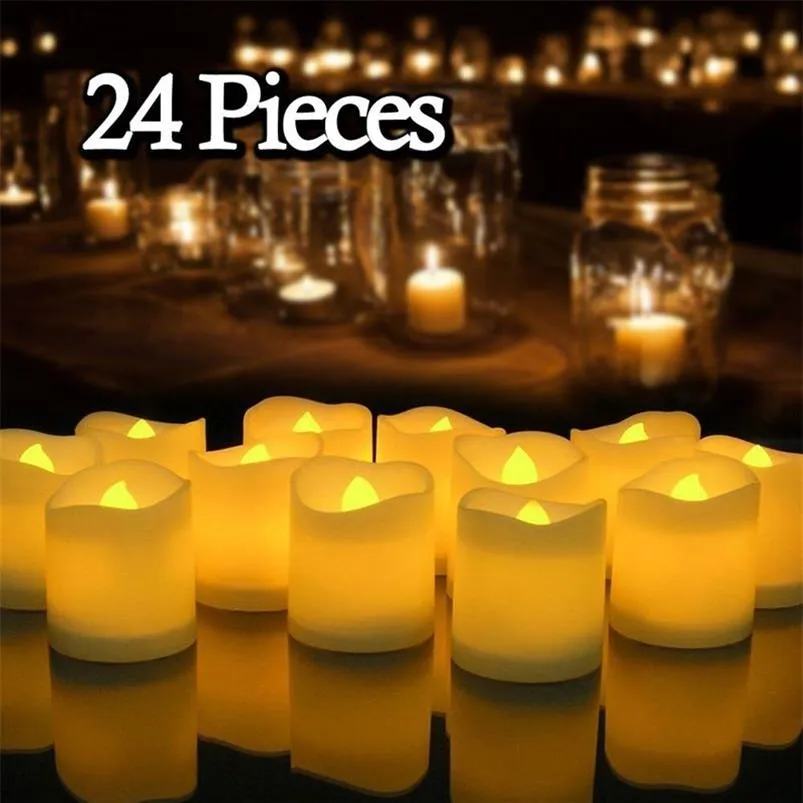 24pc LED Flameless Tea Light Tealight Candle 웨딩 장식 배터리 210310251Z