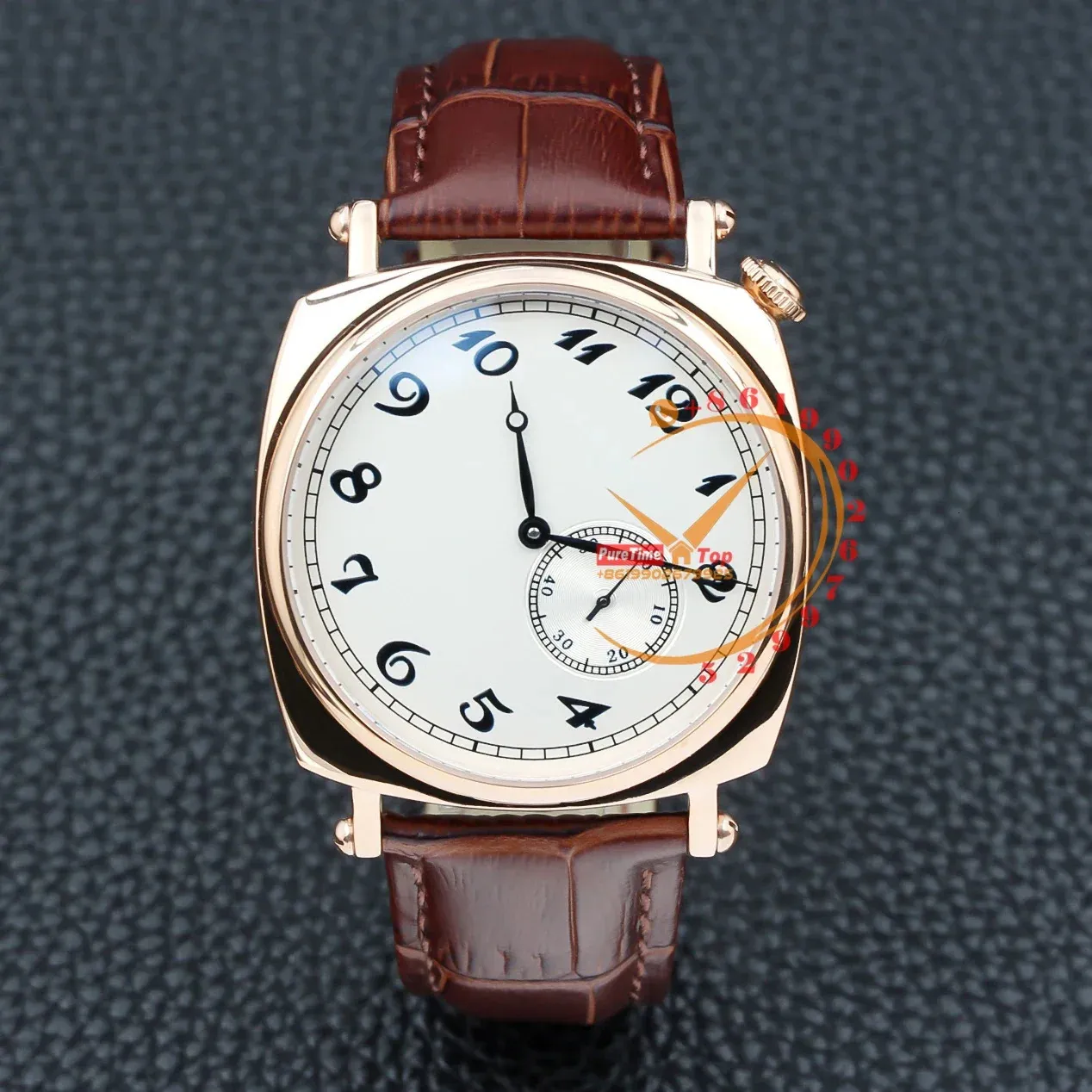 Andra klockor Historiques American 1921 82035 Automatisk herrklocka Rose Gold White Dial Number Markers Brown Leather Clone Top Brand 231123