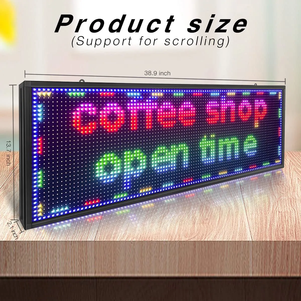 39 inch L x 14 inchH FULL COLOR RGB Programmable Led Sign With Scrolling Message Display High Brightness For P10 Outdoor WIFI Led Display For Store