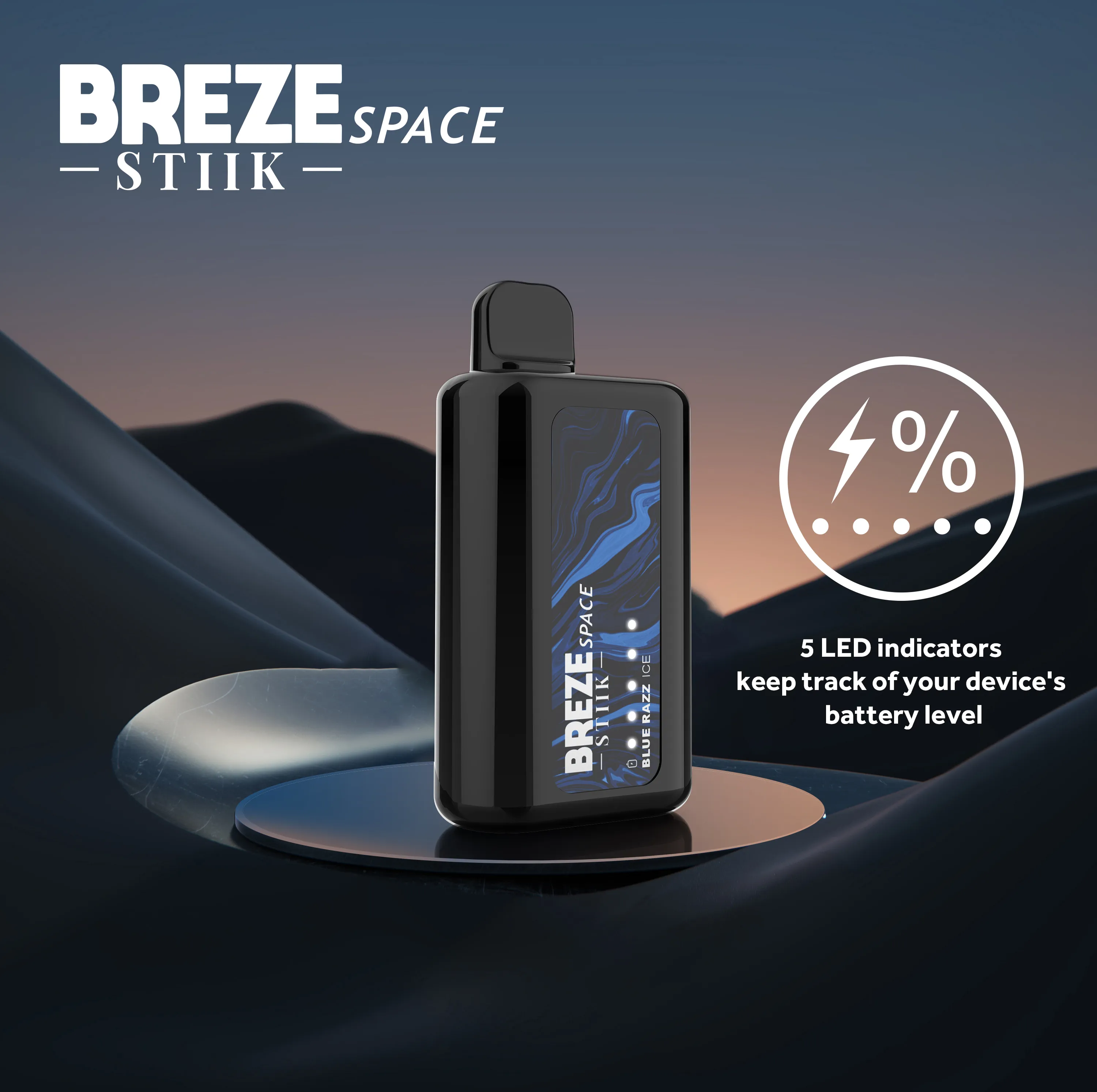 Original Breze Stiik Vapes Space Puff 6000 Prime Disposable Vape 5 LED -indikator Batterinivå 1500mAh ingen laddning av Bang King 5000 6K Puffstänger 13 ml Förfylld ejuice