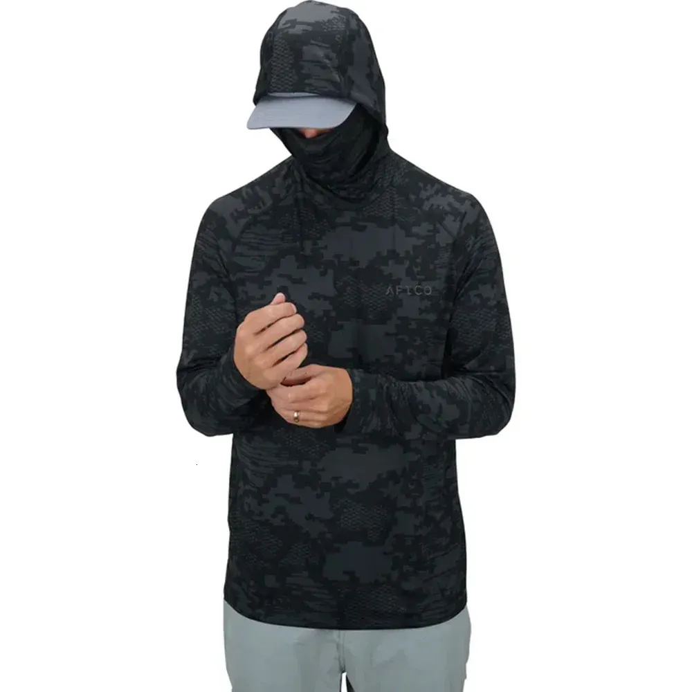 Autres articles de sport AFTCO Chemises de pêche Upf 50 Sweat à capuche à manches longues pour hommes Couverture faciale Vêtements de pêche Masque de protection contre les rayons UV Maillots de pêche 231123