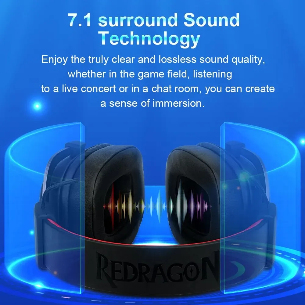 ZEUS 2 H510 casque de jeu USB suppression du bruit, 7 1 casque de calcul Surround écouteurs Microphone pour PS5 4 Xbox One