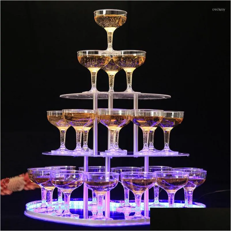 Wine Glasses Champagne Tower Cups For Wedding Party Thickened Acrylic Cup Goblet Celebration Opening Bar Accessor Drop Delivery Home Dhgks