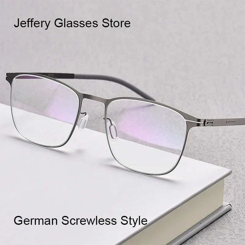 Sunglasses Frames Germany Vintage Utralight 75g Screwless Glasses Frame Men Women Retro Square Prescription Eyewear Myopia Eyeglasses Spectacles 231123