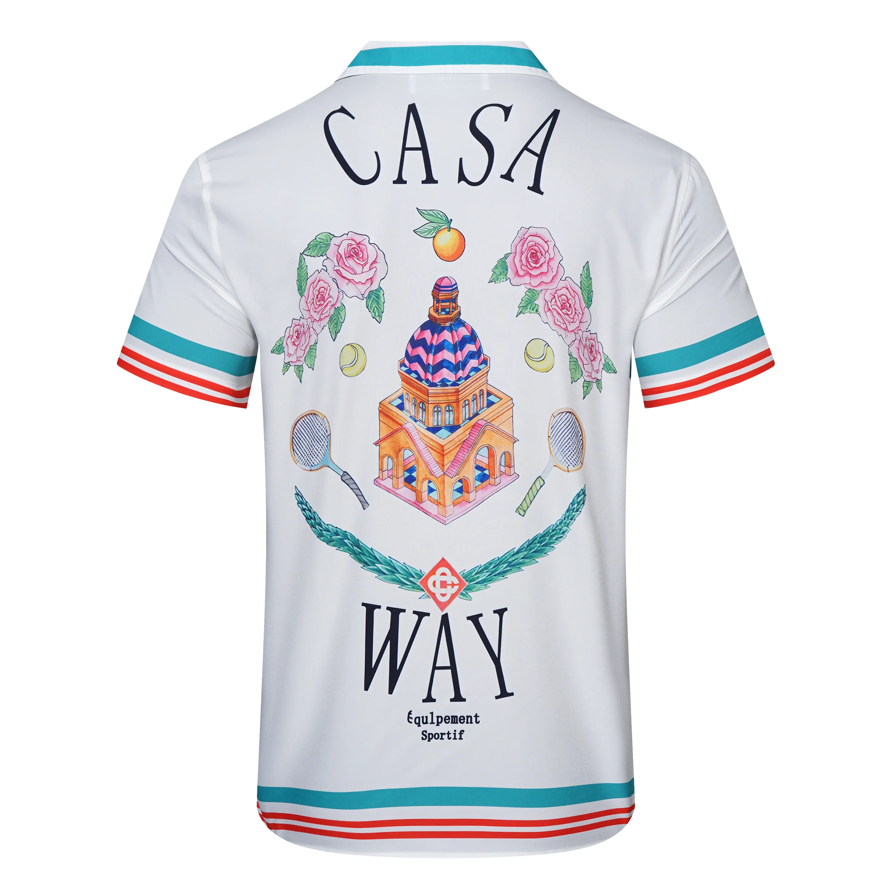 Camisa Casablanca 22ss Designer Camisa Shorts Conjunto Impresso Camisa Casual Masculina Feminina Solta Seda Casablanca Camisa de Manga Curta T-shirt de Luxo T-shirt de Alta Qualidade D43