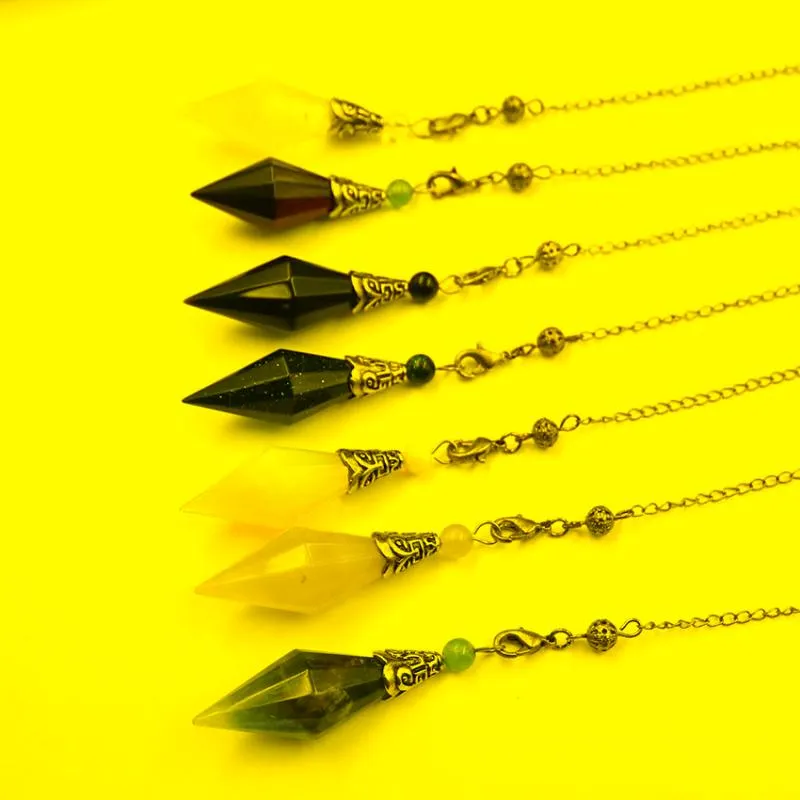 Colares pendentes de ametista natural cura ponto de cristal pendulum dowsing adivinhação chakra reiki balanceamento 12 faceta dupla pontuada PEGO PE
