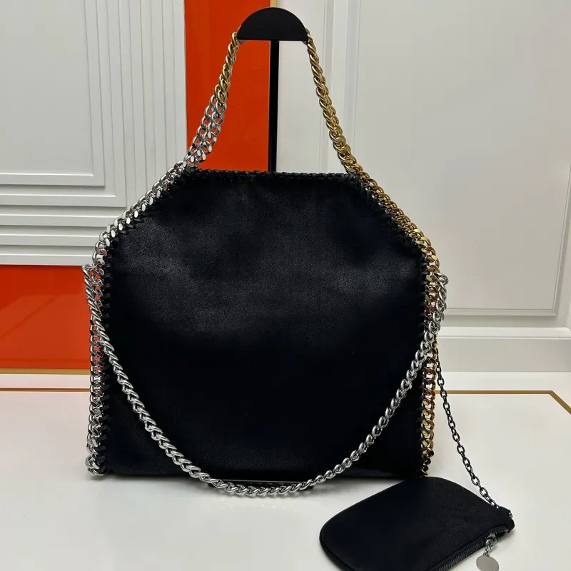 Stella McCartney Women s Black Leather Tote Bag with Chain Strap Luxury Designer Shopping Bag Crossbody Purse Messenger Bag Shoulder Bag Mini