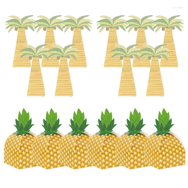 Present Wrap 10/5st Tropical Pineapple Palm Tree Candy Box Wedding Birthday Summer Hawaii Party Favor Package Boxes