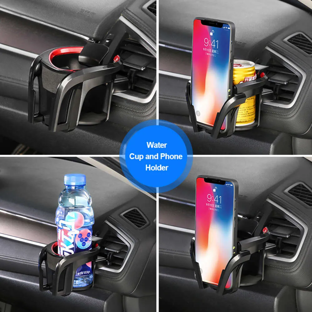 Car Air Vent Drink Cup Bottle Holder 2 in 1 Adjustable Mobile Phone Mount  Bracket Stand Cradle 