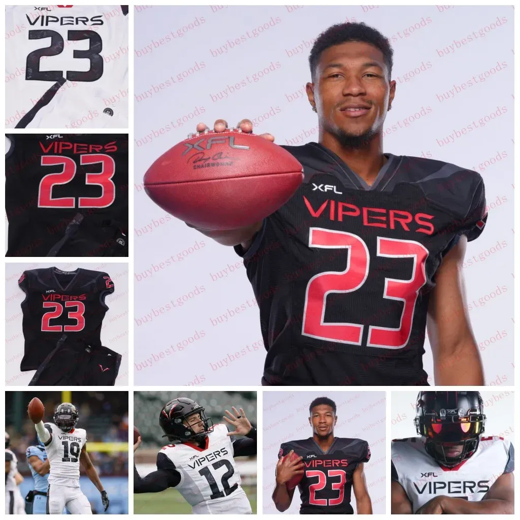 Sömda fotbollströjor Vegas 2023 Vipers Football Jersey Custom Jalan McClendon Luis Perez Matt Jones John Lovett Rod Smith DeAndre Torrey Jeff Badet Saeed Blac