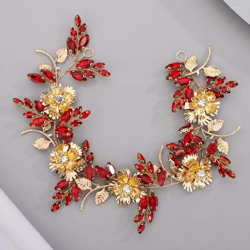 Başlıklar moda gelin saç dekorasyonu 5 renk baş rhinestone çiçek kafa bandı yaprağı asma mücevher aksesuarları düğün kadın