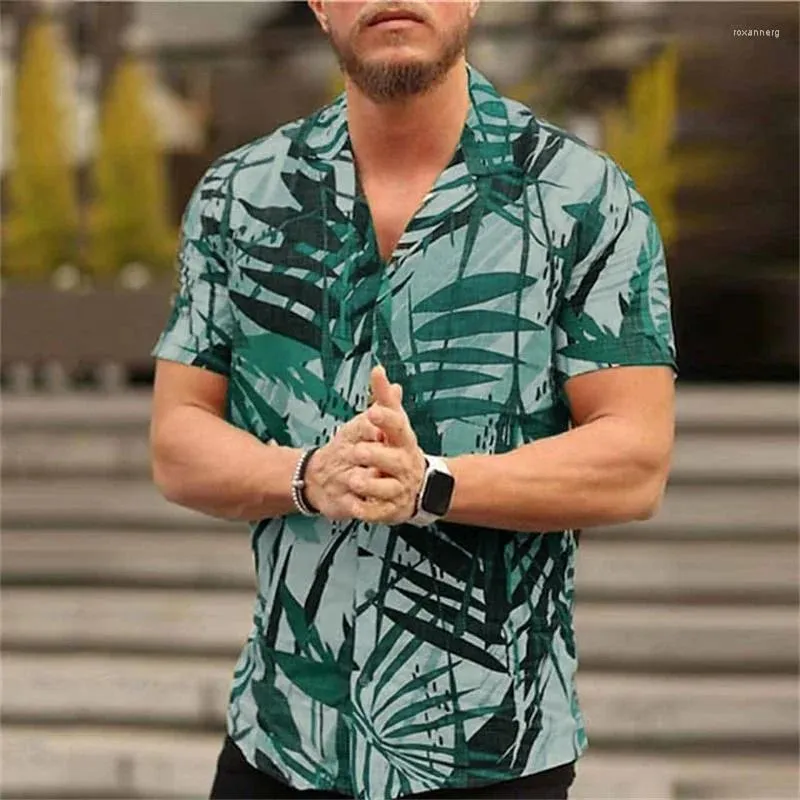メンズカジュアルシャツ2023トロピカルプラント3Dハワイアン通気性ファッションビーチ短袖