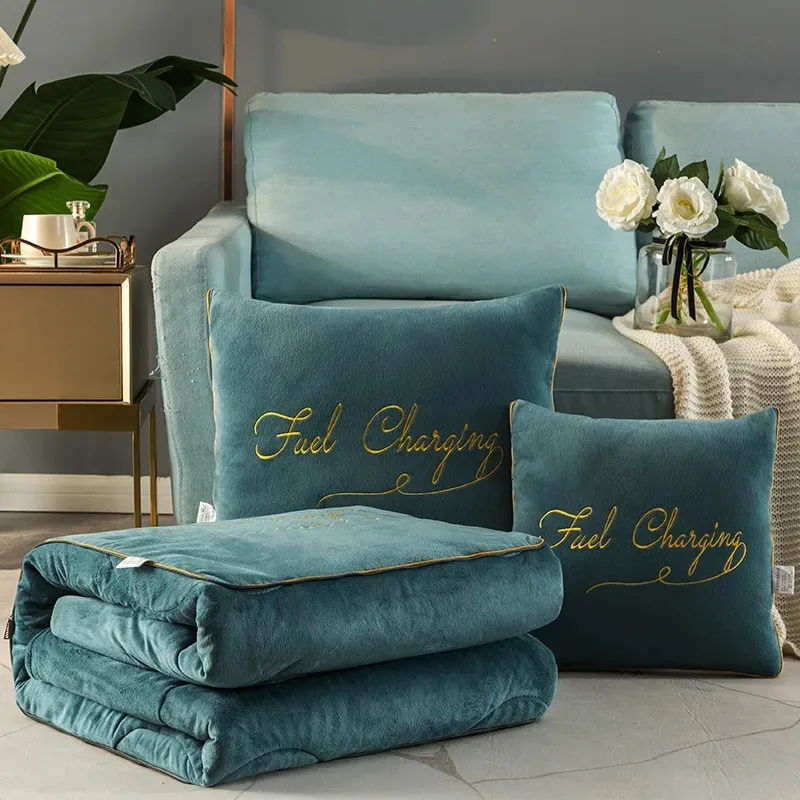 Одеяла 2 в 1, подушка для путешествий, автомобиля, дивана, поясничная подушка, одеяло с вышивкой, одеяло, складные подушки, пэчворк 231124