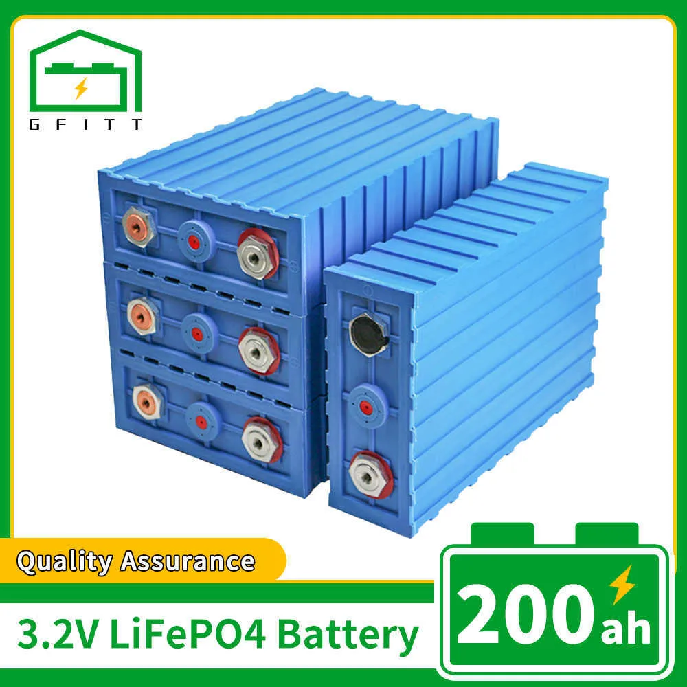 Grad A 3.2V LifePo4 200AH Batteri Nytt laddningsbart batteridiy 12V 24V 48V golfvagn Yacht Solar RV Electric Vehicle Cells Pack Pack
