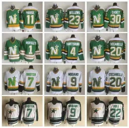 Throwback  Retro Stars Hockey 4 Craig Hartsburg Jersey 20 Dino Ciccarelli 1 Gump Worsley 11 JP PARISE 30 Jon Casey 9 Mike Modano 7 Neal