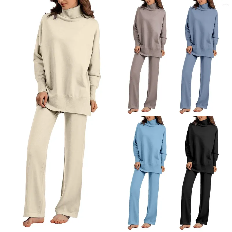 Yeshire Women's 2-Piece Pajama Set - Turtleneck Pullover & Pants Loungewear, Polyester Spandex Tracksuit - View #5