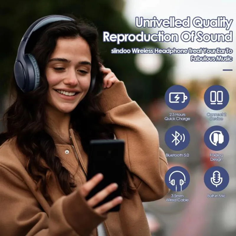 JH-919 Kablosuz Bluetooth Kulaklıklar Pembe Mavi Katlanabilir Stereo Kulaklıklar Süper Bas Gürültü Dizüstü Bilgisayar TV için Mikrofon