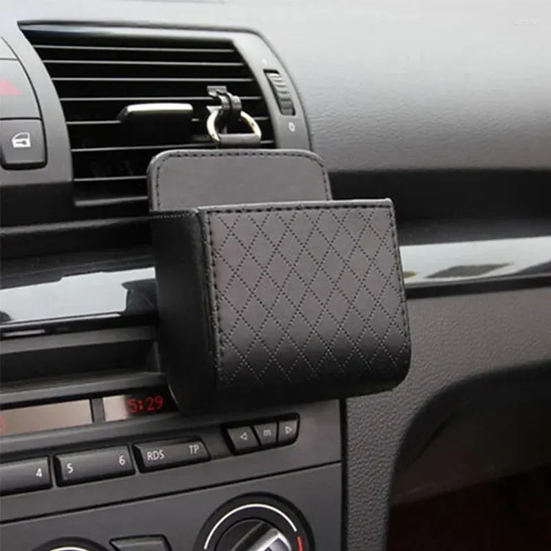 Borsa portaoggetti per organizer per auto, presa d'aria, per cruscotto, scatola in pelle appesa, per occhiali, porta telefono, accessori auto