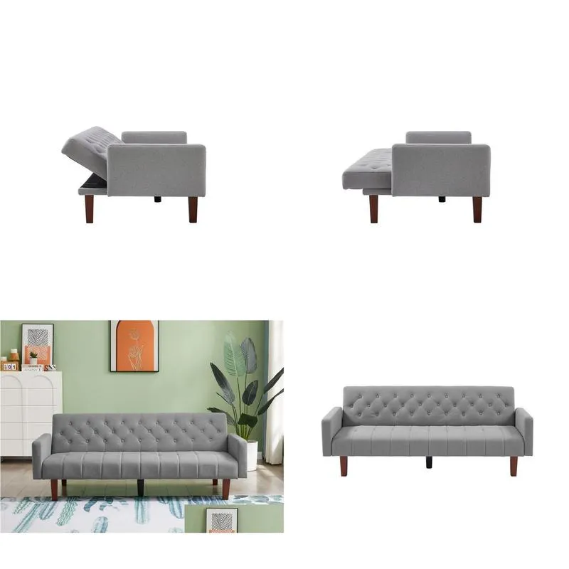 Meubles de salon, canapé à dossier touffeté en usine, lit convertible du milieu du siècle pour gris, livraison directe, maison, jardin, Dhxsa