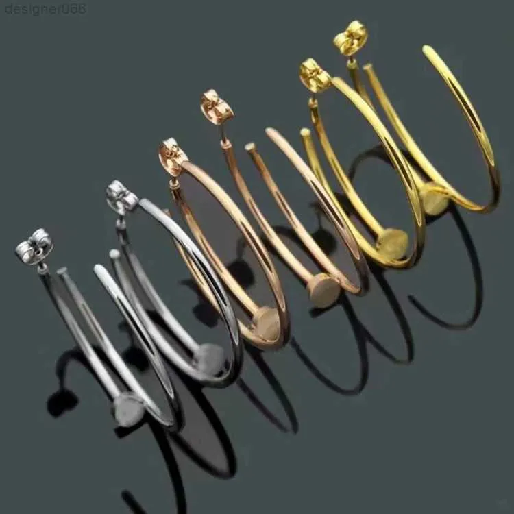 Designer Nail Screw Hoop Earrings Jewelry Gold Silver Earring for Lady Woman Party Wedding Lovers Gift Engagement