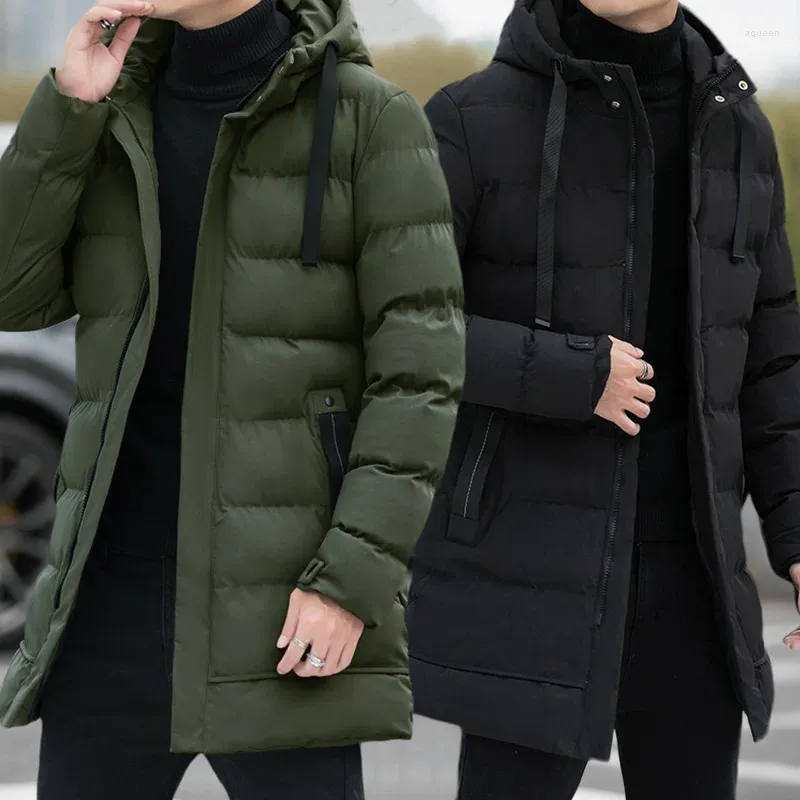 Erkek trençkotları orta uzunlukta pamuk ceket kapşonlu kişiselleştirilmiş ince takma uzun 2023 kış