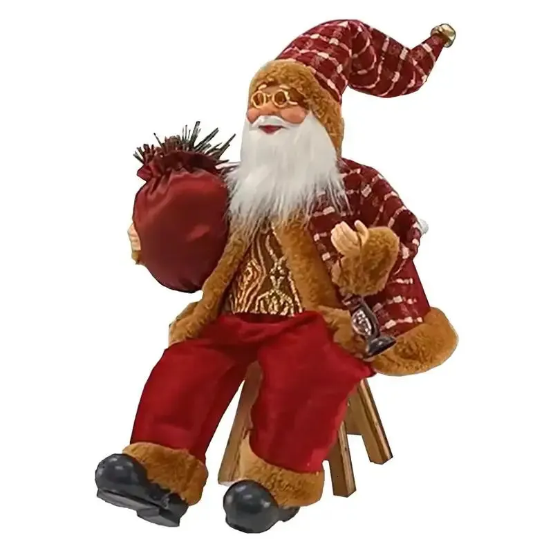 Świąteczne materiały zabawek siedzące dekoracje Świętego Mikołaja 13,8 cala Bożego Narodzenia Święty Mikołaj Pluszowy wystrój lalki Pluszowy prezent zabawki dla dzieci nastolatki sezonowy dom 231124