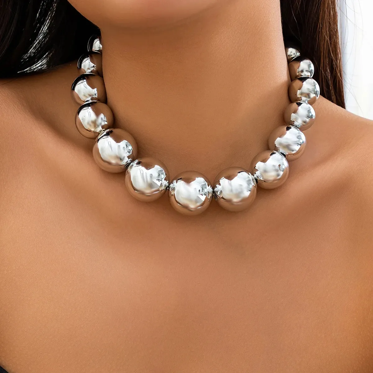 Exaggerated Goth Choker Necklace With CCB Big Ball Bead Chain For Women And Men Punk Chunky Heavy Short Grunge Jewelry For Steampunk Style 231123 From Daye05 10.04 DHgate.Com