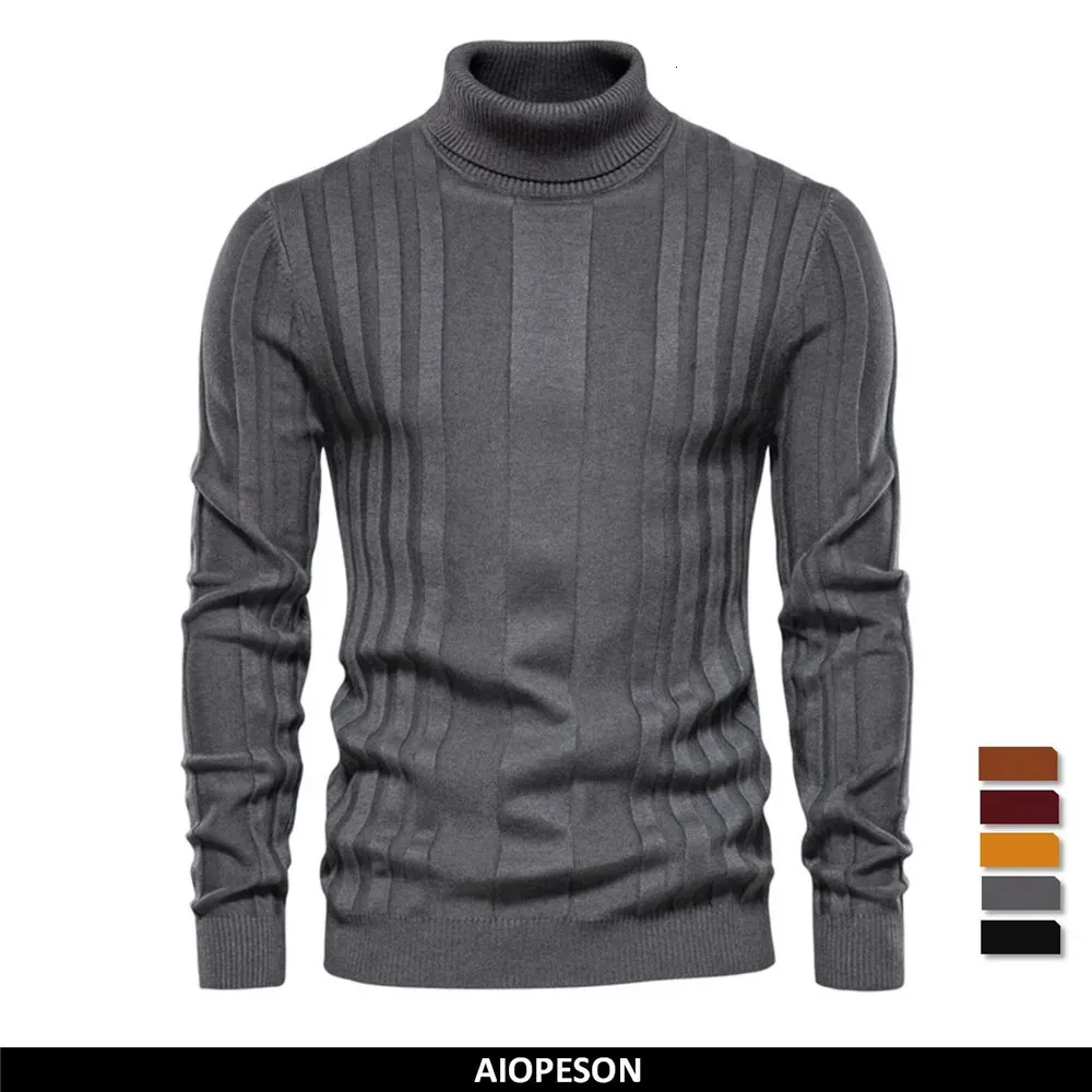 Dames Truien AIOPESON Slim Fit Truien Coltrui Mannen Casual Basic Effen Kleur Warm Gestreepte Trui Heren Winter Mode Mannelijke 231123