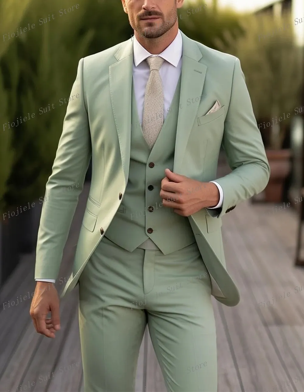 Light Green Tuxedo Set For Men Perfect For Business, Weddings, Proms