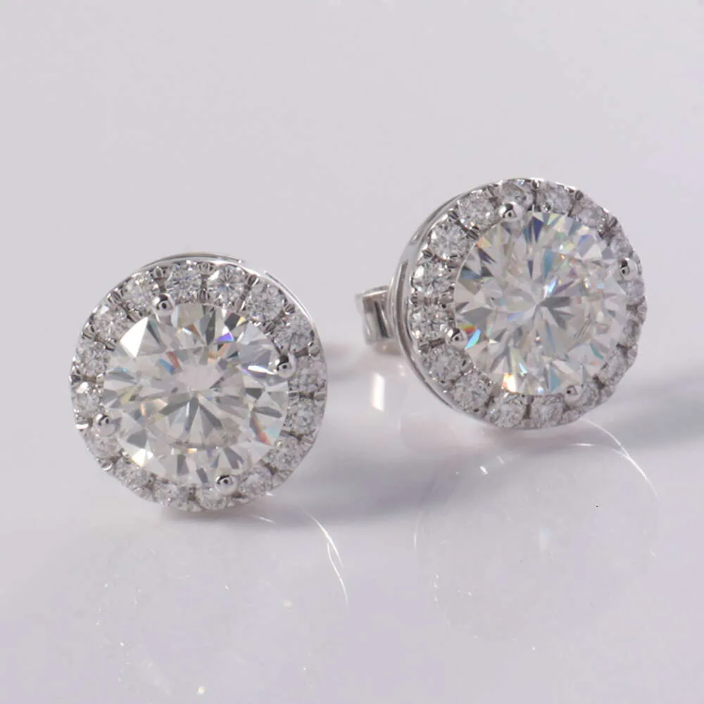 Real Diamond Halo Cheap Diamond Stud Earrings For Women Classic Design