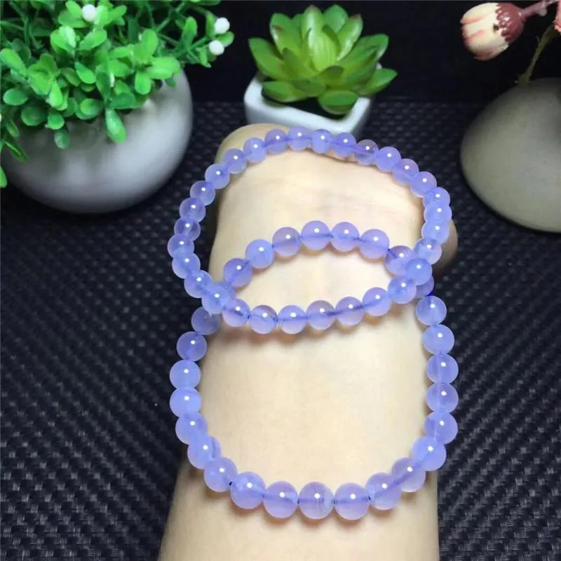 Strand Natural Stone Blue Lace Agates Armband för smycken Making Accessor pärlsträngar