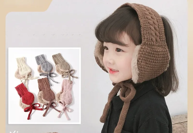 어린이 헤어 액세서리 가을과 겨울 니트 모피 칼라 이중 사용 턱받이 아기 따뜻한 귀마개