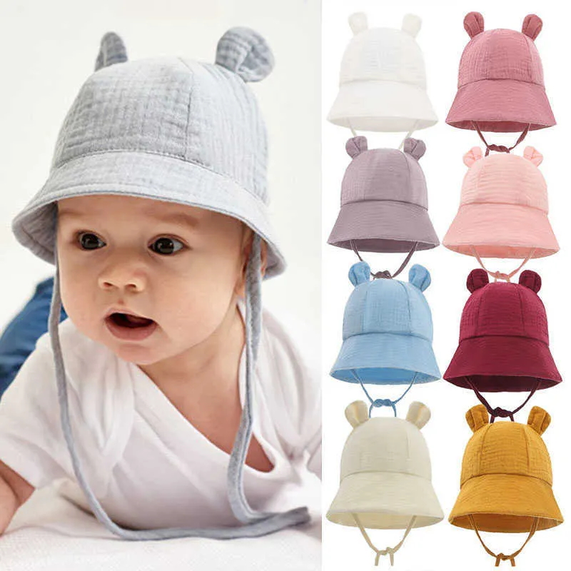 Cute Bear Ear Sun Hats for Toddlers Soft Ruffle Panama Fishman Toddler Hats for Boys and Girls 6 12 Months