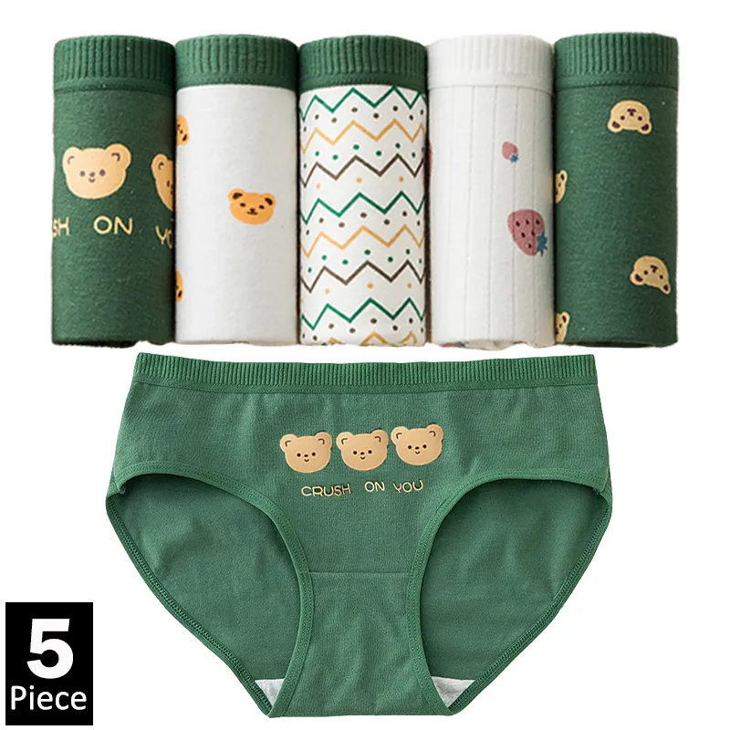 Kadın Panties 5pcs/Lot Kadın Panties Karikatür İç çamaşırı Pamuk Kız Kılavuzu Şort Baskı Pantys Seksi Yaşamlar Kadın Dikişsiz UNDANTS 230424