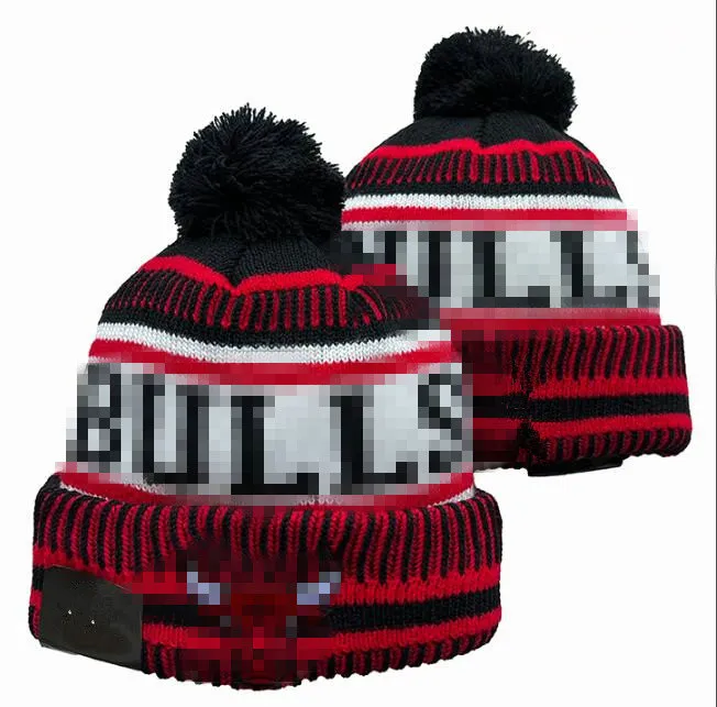 Mode-chicago''bulls''beanie stickade hattar idrottslag baseball fotboll basket mössor kepsar kvinnor män pom mode vinter topp kepsar sport stickade hattar a5