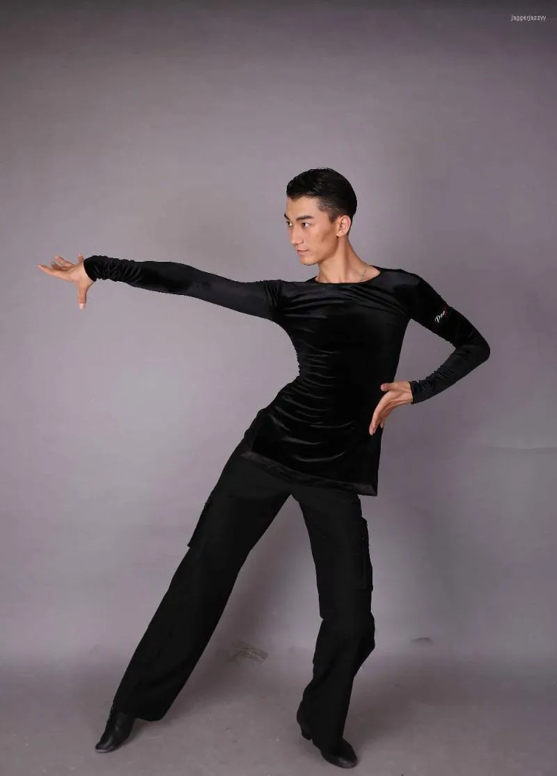 Stage Wear Latin Man Ballroom Dancing Top Velours de haute qualité Dance Boy Vêtements pour hommes Chemise d'exercice